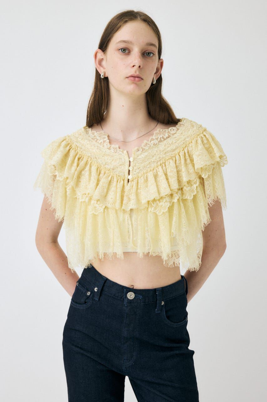 MOUSSY「LACE FRILLS トップス」|シャツ・ブラウス|ECRU
