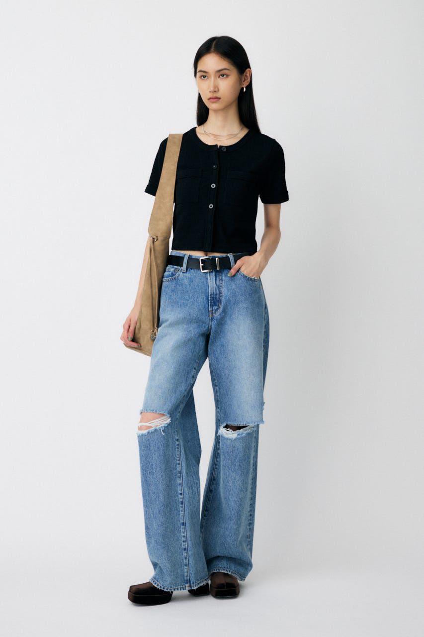 MOUSSY「BOUCLE TWEED ハーフスリーブカーディガン」|その他|