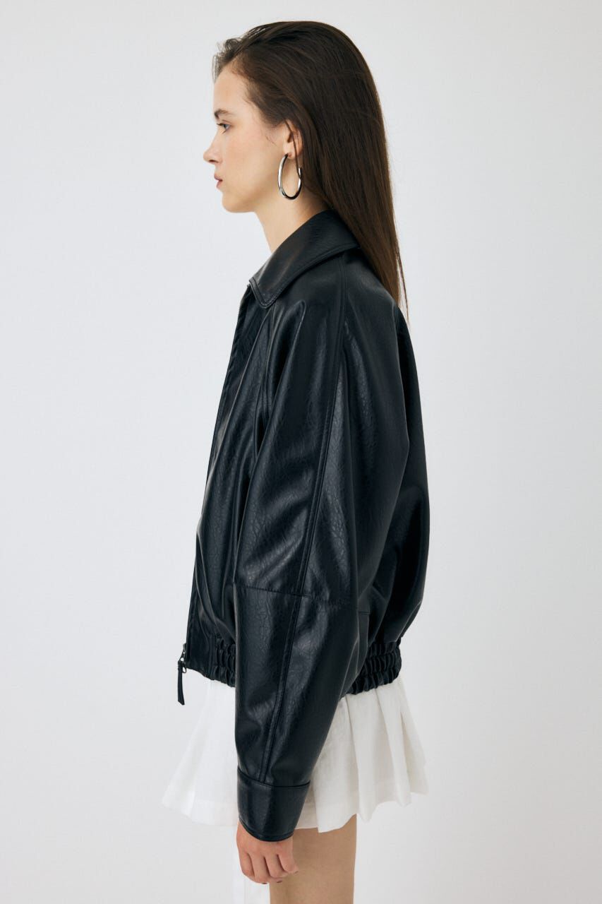 MOUSSY「F/LEATHER GATHER ブルゾン」|ブルゾン・スタジャン|