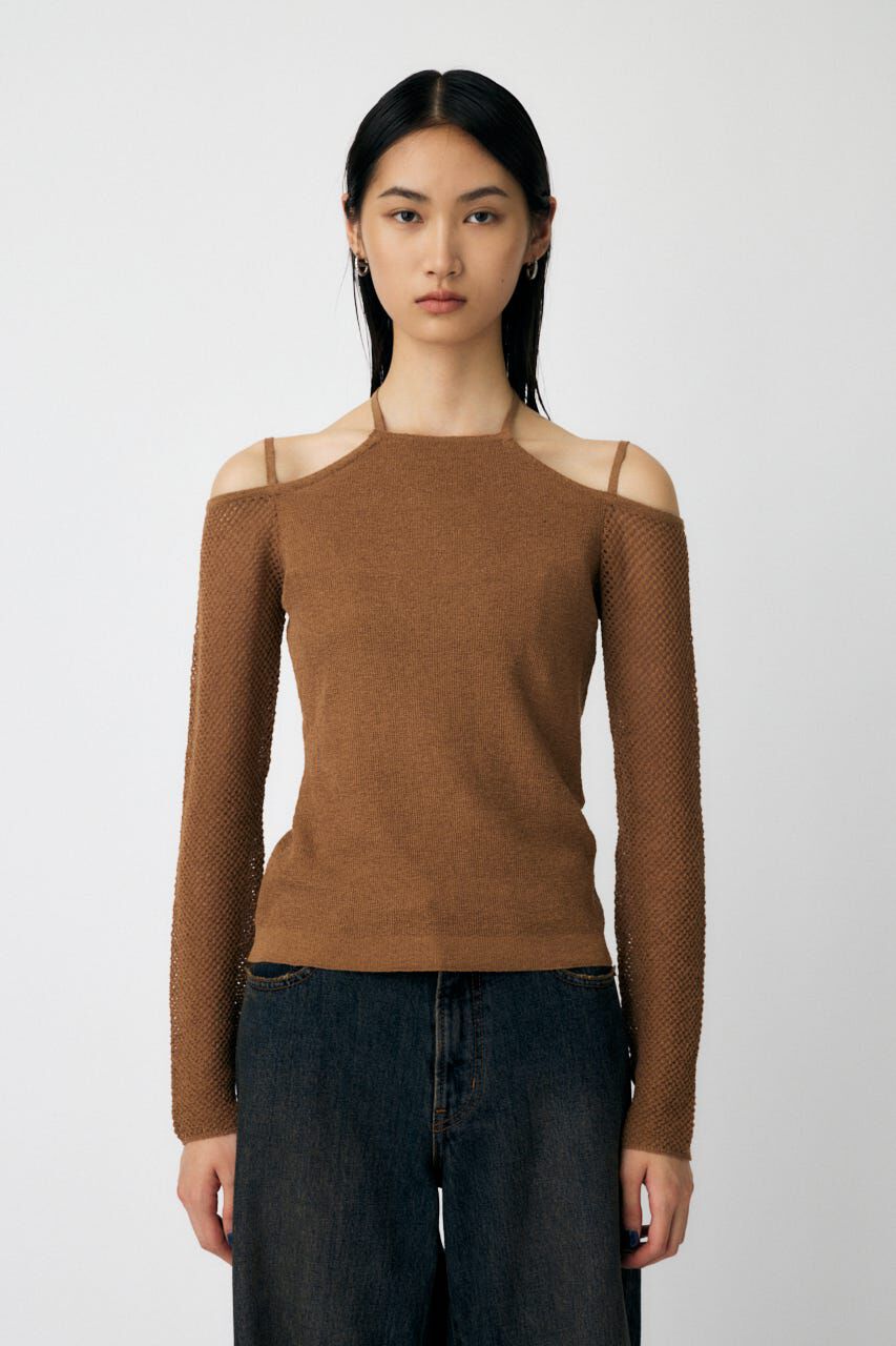 MOUSSY「OPEN SHOULDER HALTER ニットトップス」|ニット・セーター|