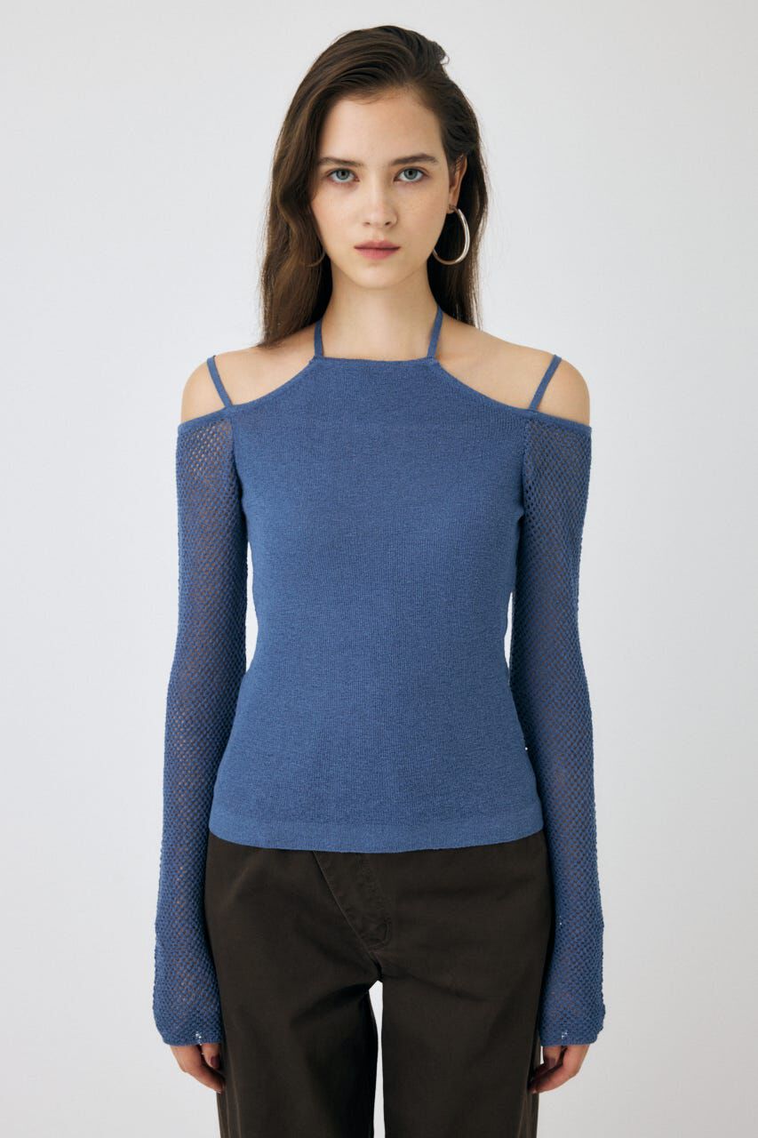 MOUSSY「OPEN SHOULDER HALTER ニットトップス」|ニット・セーター|