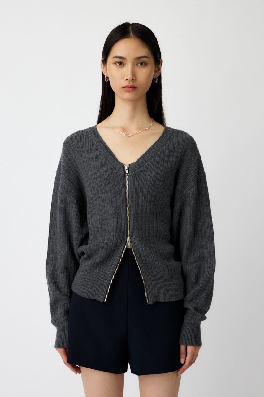 MOUSSY「ZIP UP KNIT カーディガン」|カーディガン|