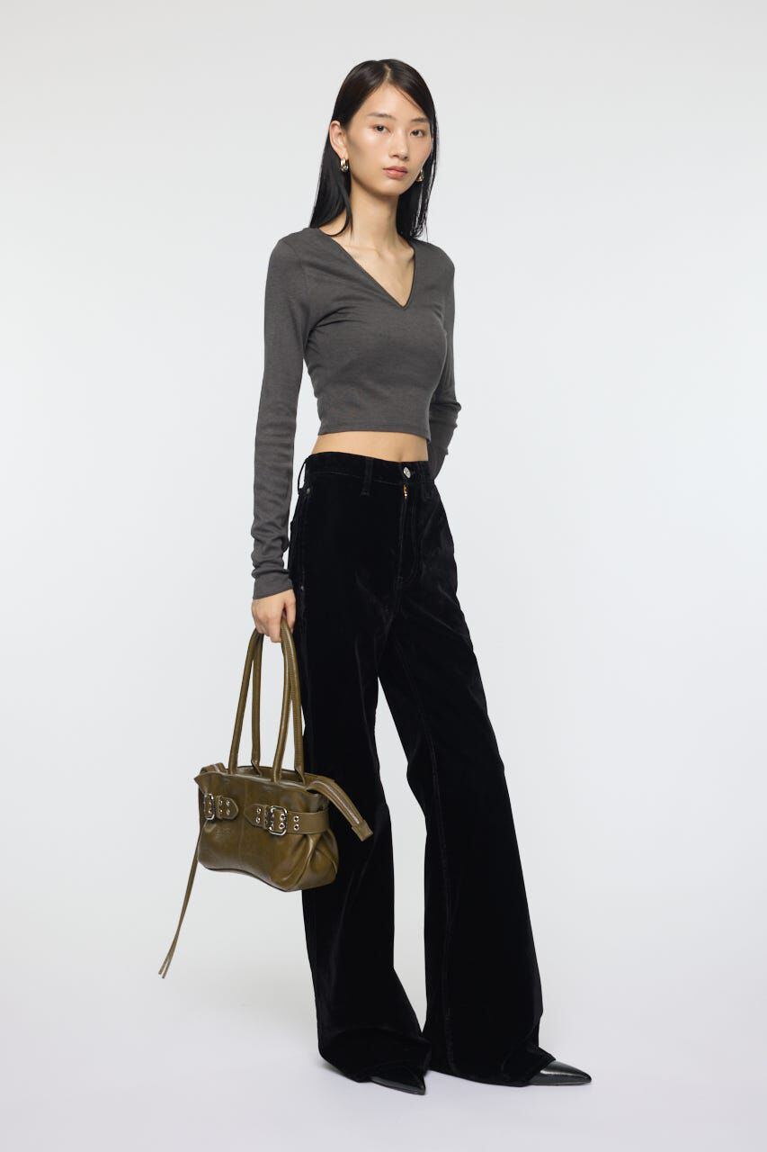 MOUSSY「DEEP V CUP ロングスリーブTEE」|Tシャツ・カットソー|