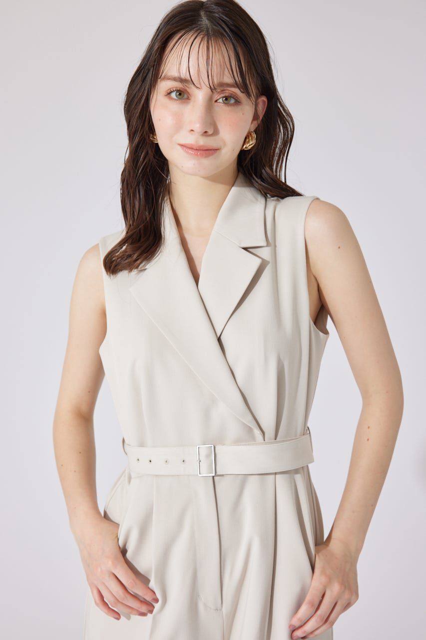 rienda「テーラードデザインノースリーブロンパース」|ワンピース|