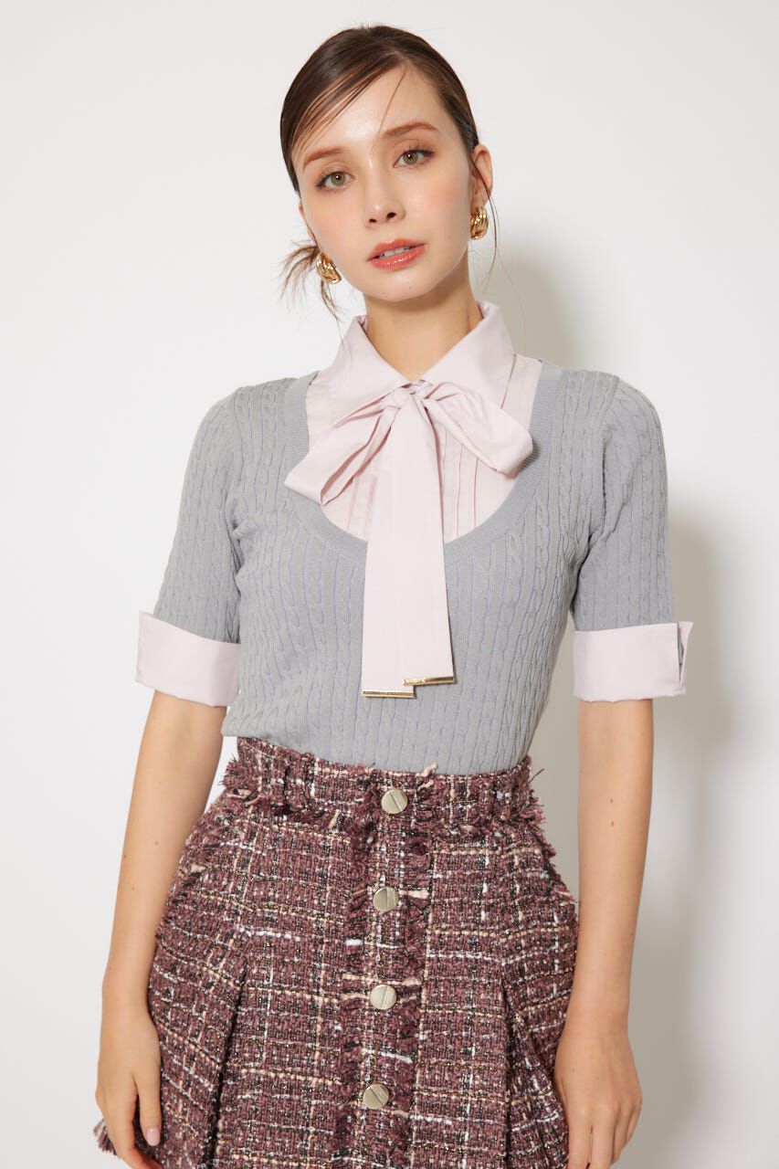 rienda「シャツドッキングハーフスリーブトップス」|ニット・セーター|