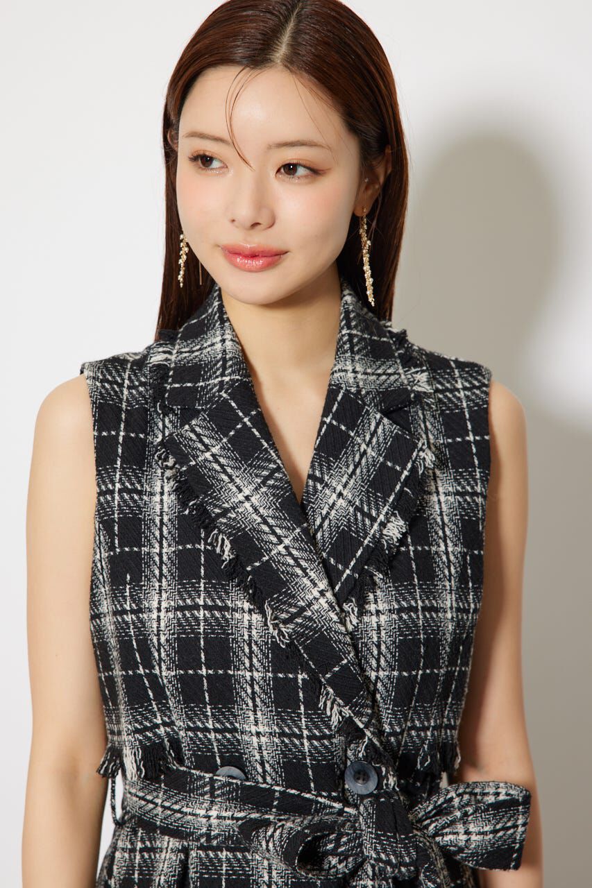 rienda「フリンジロングベスト」|ダウンベスト・ベスト|