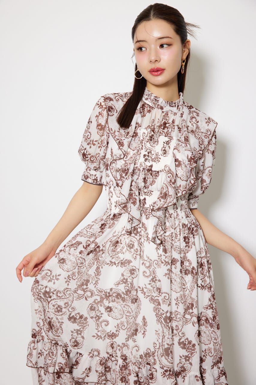 rienda「フロントロングフリルマルチパターンワンピース」|ワンピース|