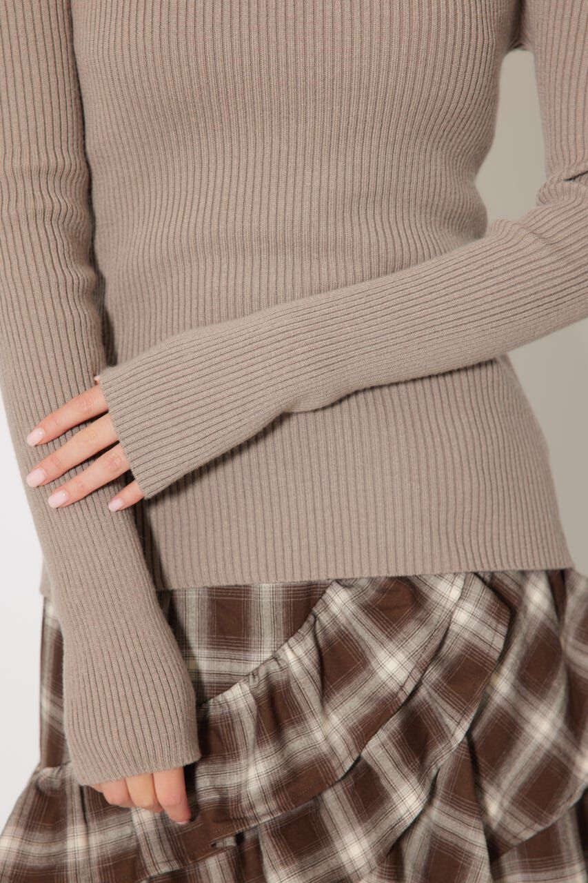 rienda「Rロゴバックリボンオフショルニットトップス」|ニット・セーター|