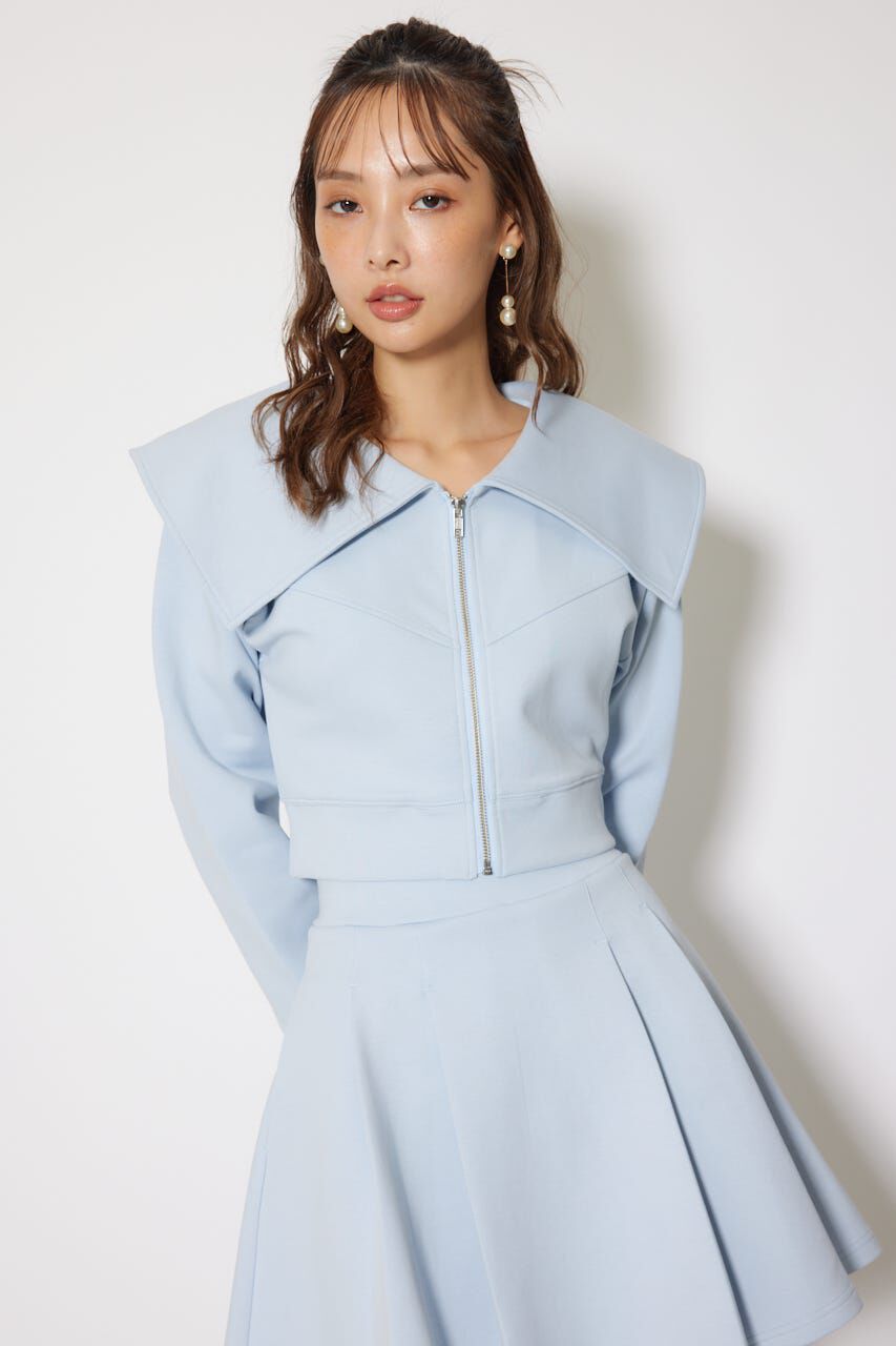 rienda「BIGカラーフロントZIPトップス」|Tシャツ・カットソー|