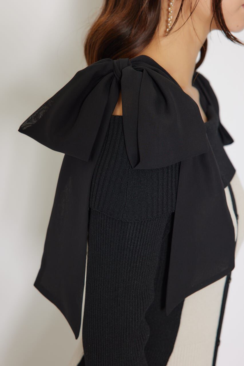 rienda「バイカラーオフショルリボンニットワンピース」|ワンピース|