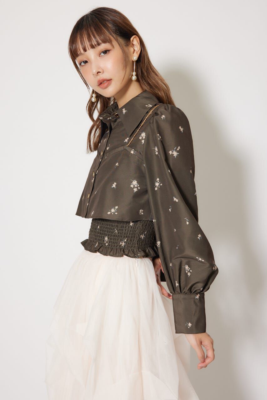 rienda「チェーンデザインシャーリングブラウス」|シャツ・ブラウス|