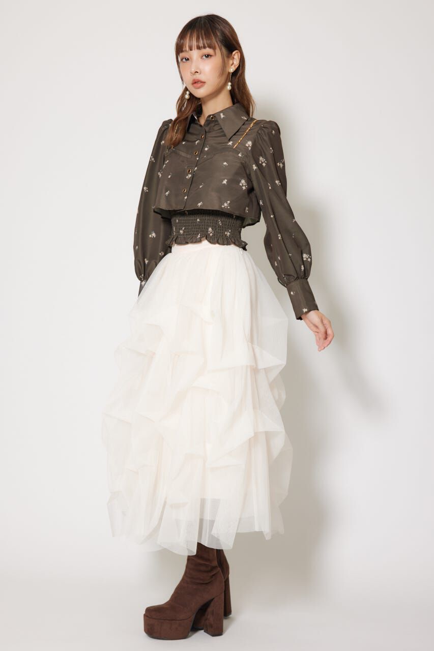 rienda「チェーンデザインシャーリングブラウス」|シャツ・ブラウス|