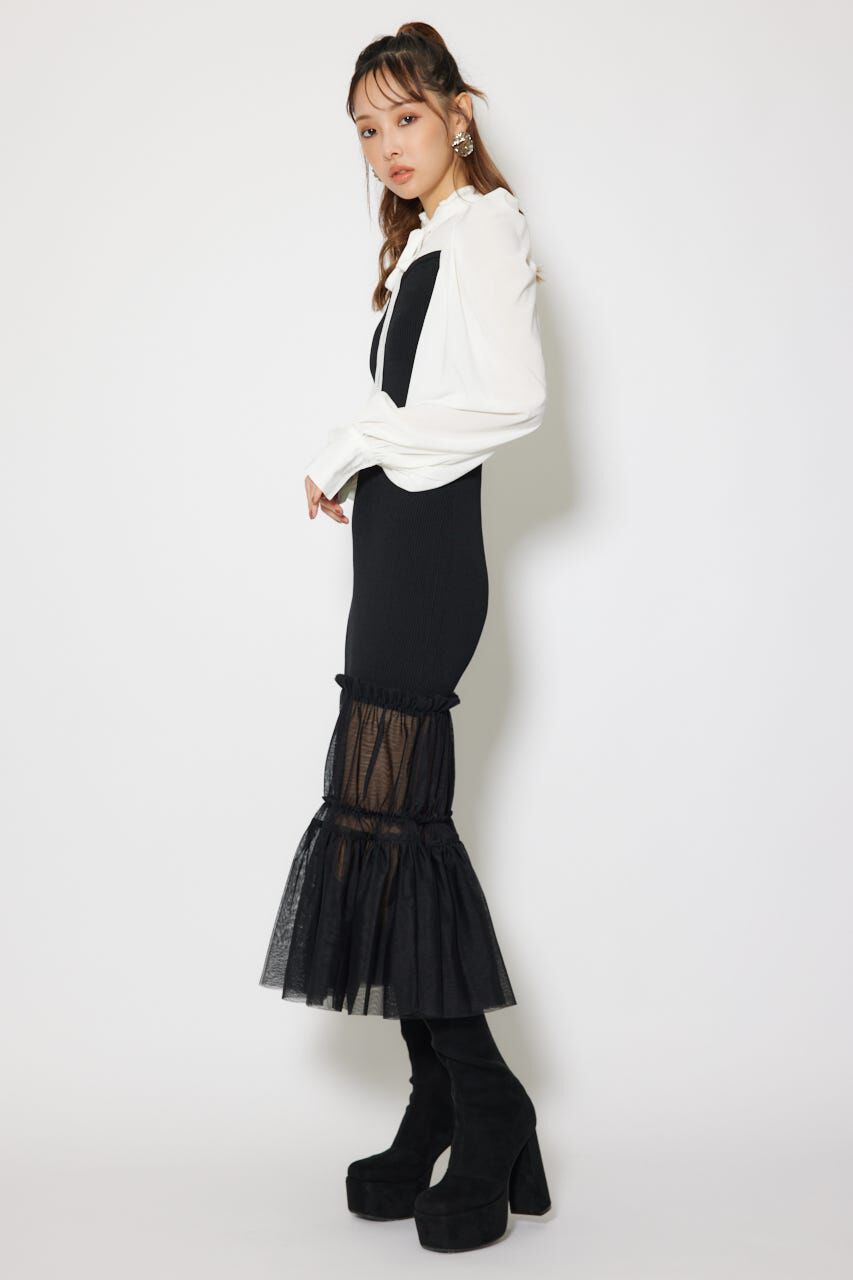 rienda「チュールドッキングニットマーメイドワンピース」|ワンピース|