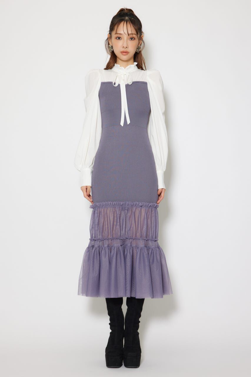 rienda「チュールドッキングニットマーメイドワンピース」|ワンピース|