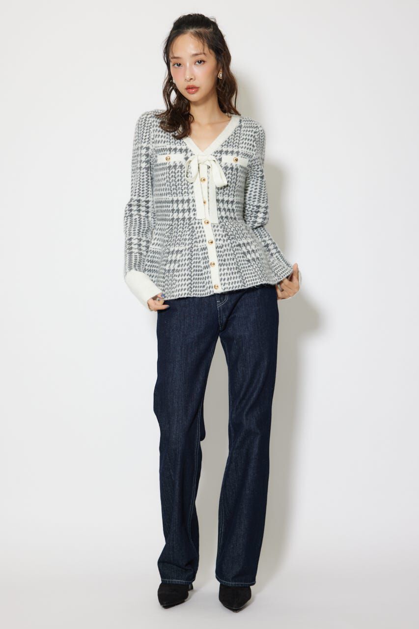 rienda「2WAYペプラムジャガードニットカーディガントップス」|ニット・セーター|