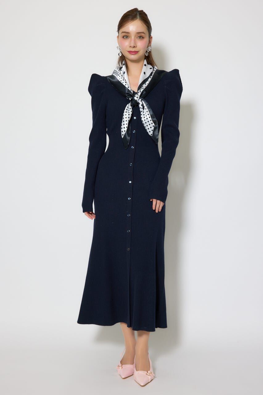 rienda「スカーフ付きマーメイドニットワンピース」|ワンピース|