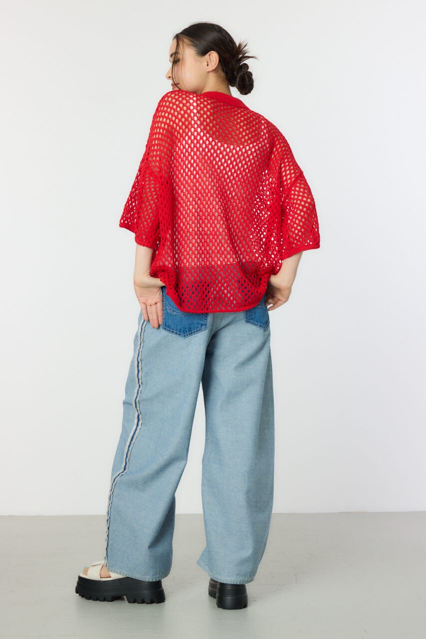 RODEO CROWNS「襟付きメッシュニットカーディガン」|ニット・セーター|