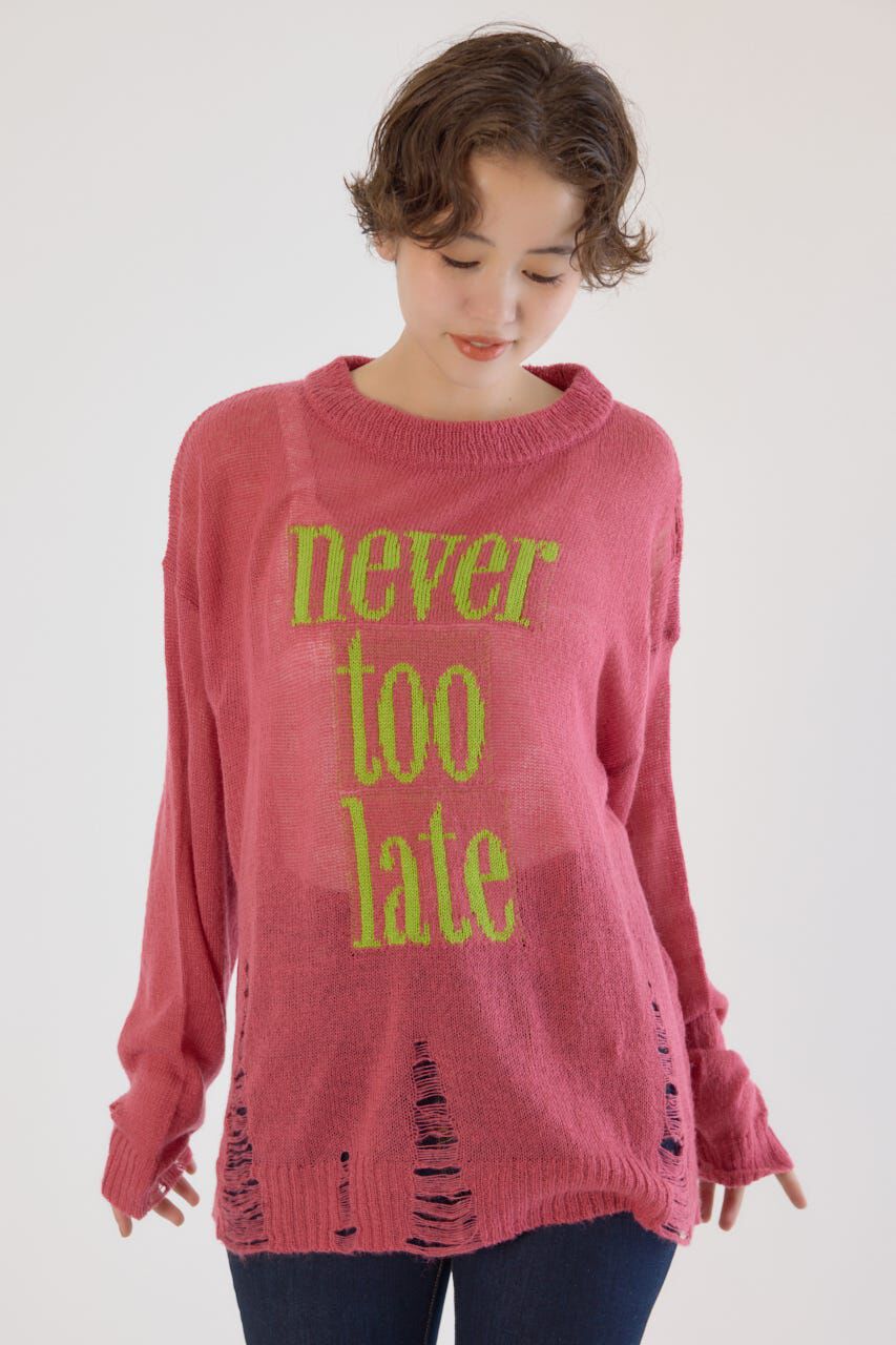 RODEO CROWNS「メッセージダメージニットトップス」|ニット・セーター|RED