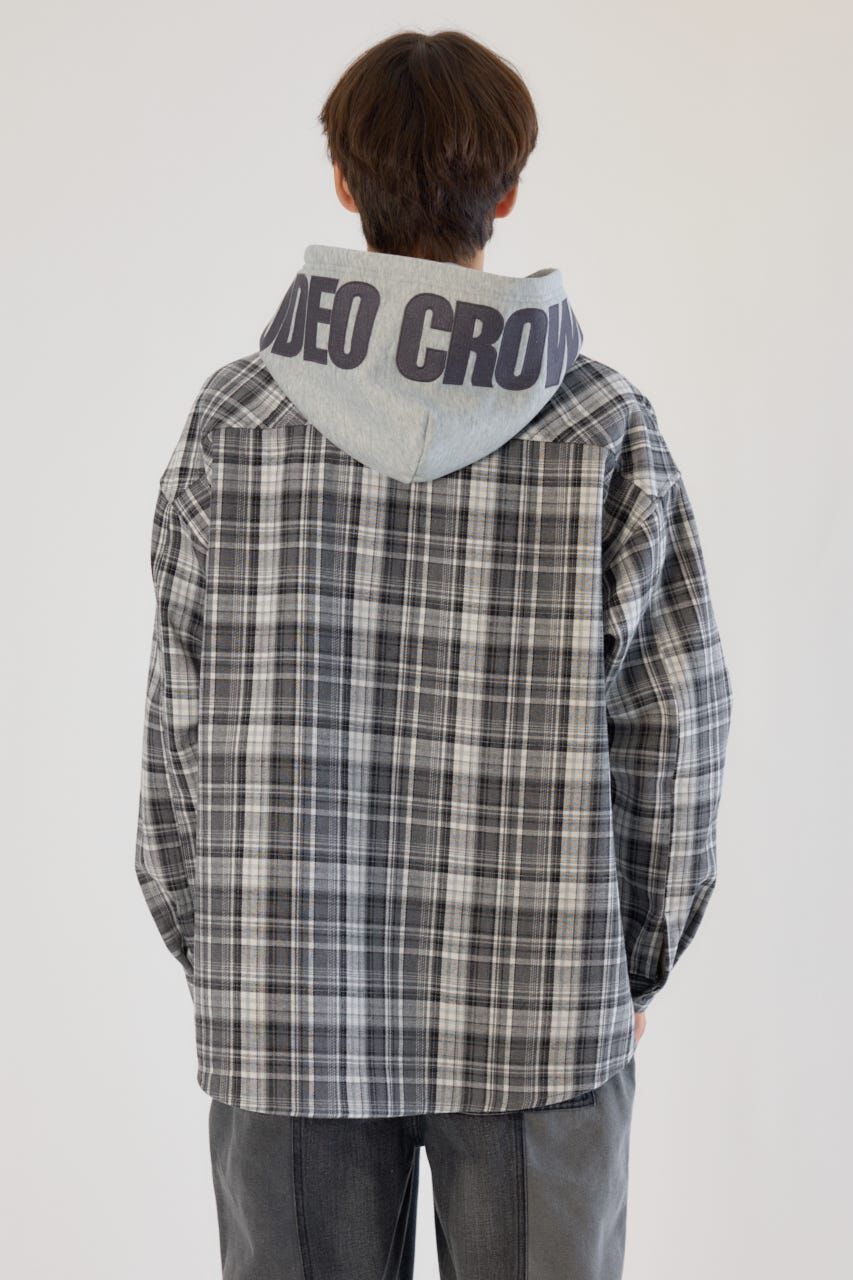 RODEO CROWNS「ボンディングフーデッドチェックシャツ」|シャツ・ブラウス|