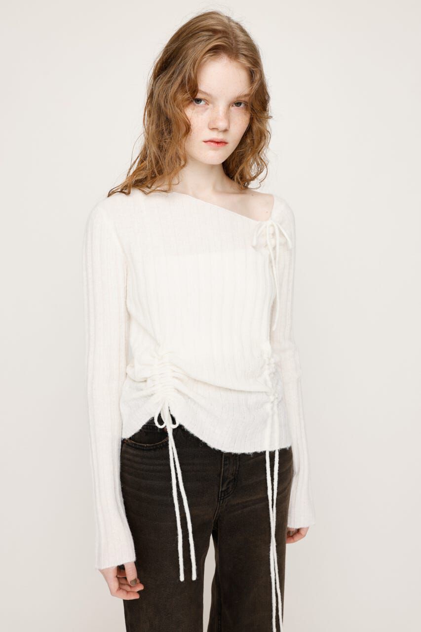 SLY「GATHER RIBBON KNIT トップス」|ニット・セーター|WHT