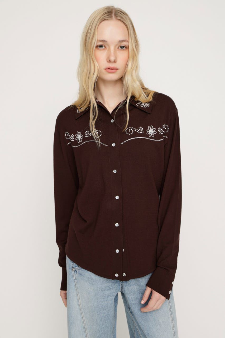 SLY「WESTERN STUDS KNIT シャツ」|シャツ・ブラウス|BRN