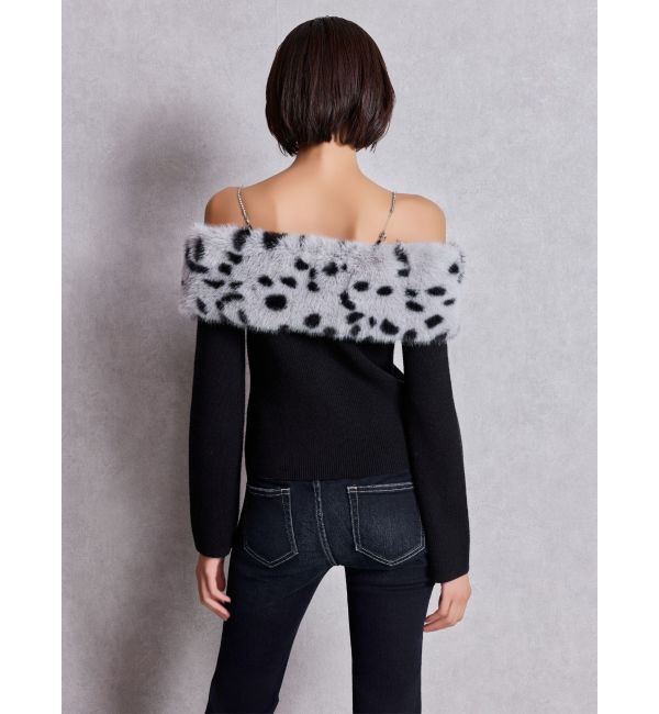 GYDA「エコファーオフショルチェーンbijouニットトップス」|ニット・セーター|