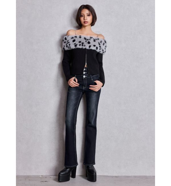 GYDA「エコファーオフショルチェーンbijouニットトップス」|ニット・セーター|