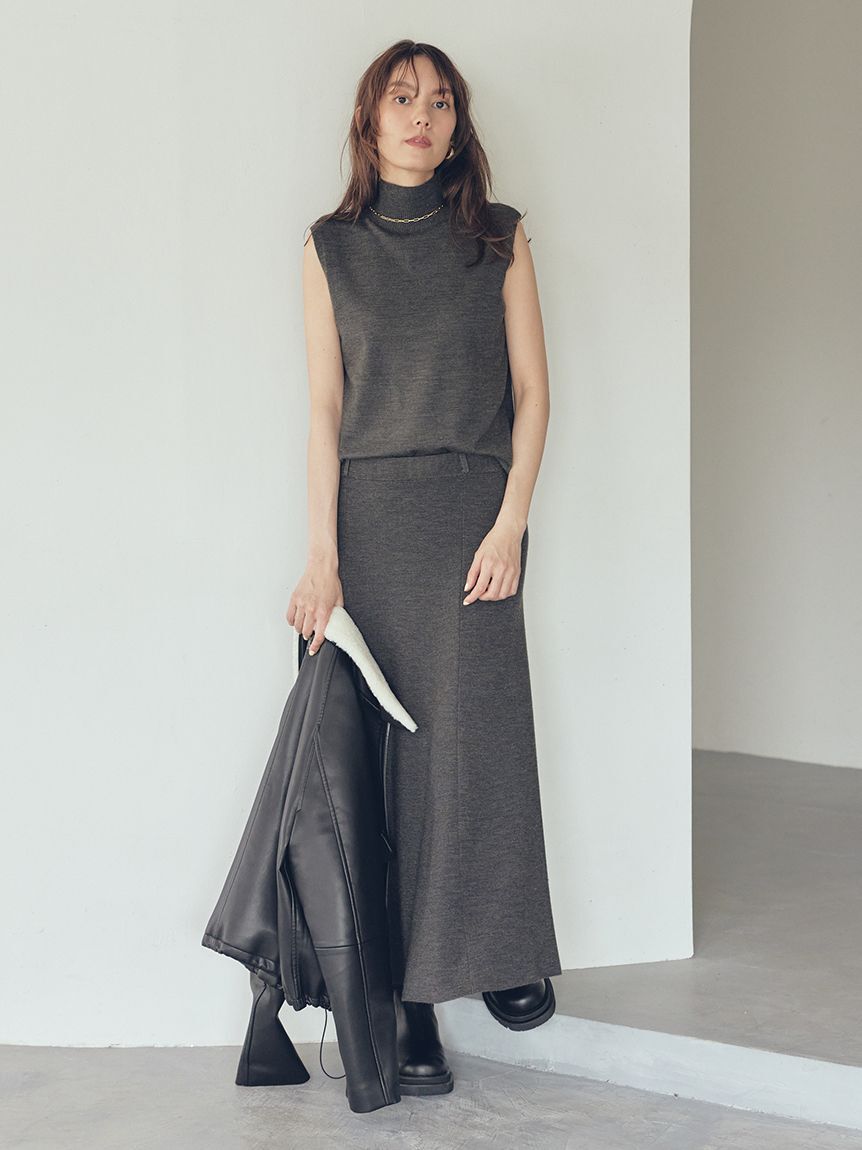 Mila Owen「【セットアイテム】ハイネックノースリニットナロースカートSET」|ワンピース|