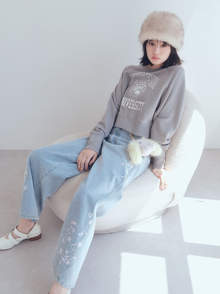FURFUR「フラワー刺繍デニムパンツ」|デニム|