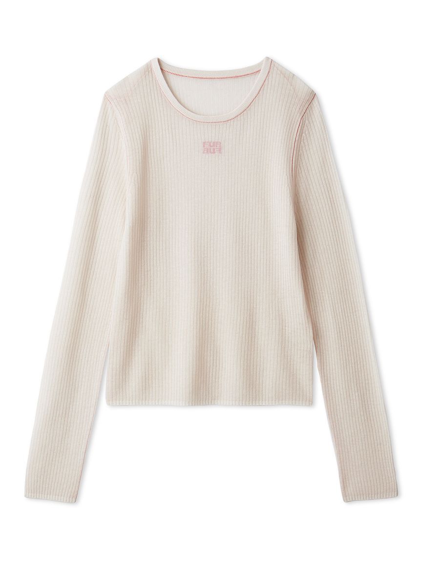 FURFUR「ロゴ刺繍シアーウールリブニット」|ニット・セーター|