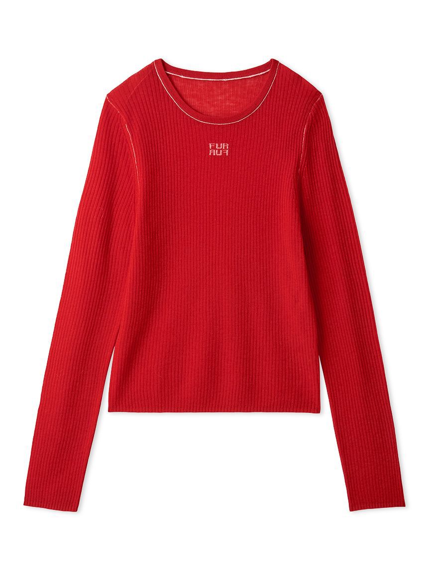 FURFUR「ロゴ刺繍シアーウールリブニット」|ニット・セーター|