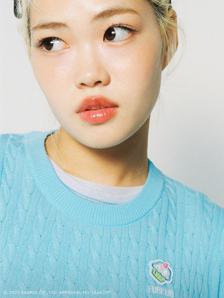 FURFUR「ロゴ刺繍シアーウールリブニット」|ニット・セーター|