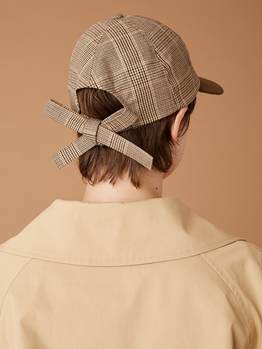 FURFUR「バックリボンチェック柄キャップ」|キャップ・キャスケット|
