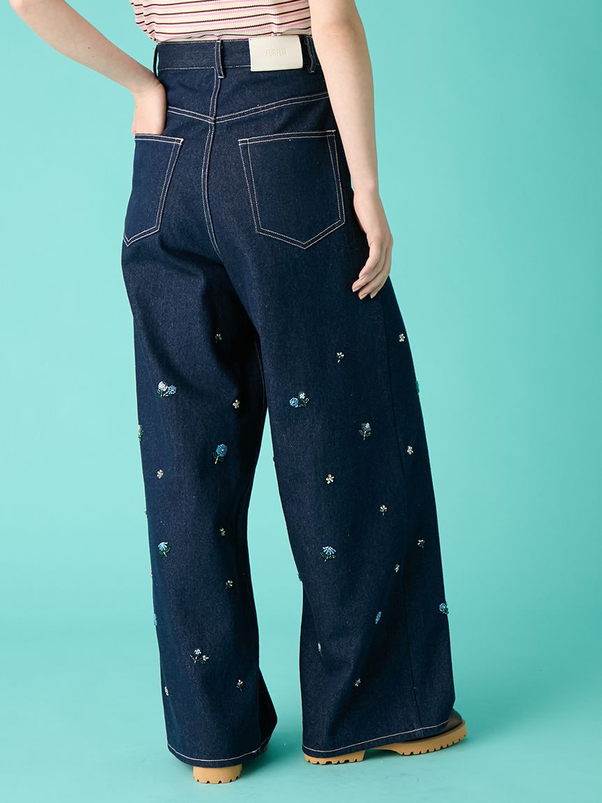 FURFUR「ビーズ刺繍デニムパンツ」|デニム|
