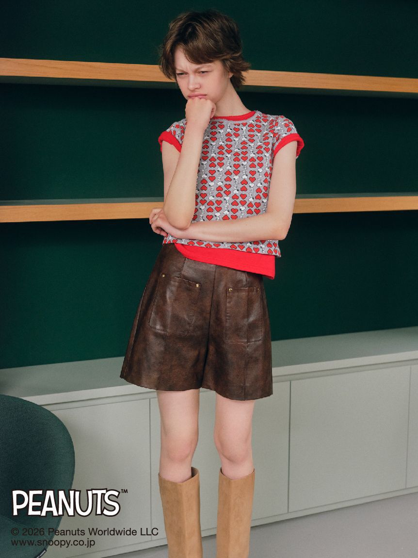 FURFUR「レザーライクショートパンツ」|デニム|