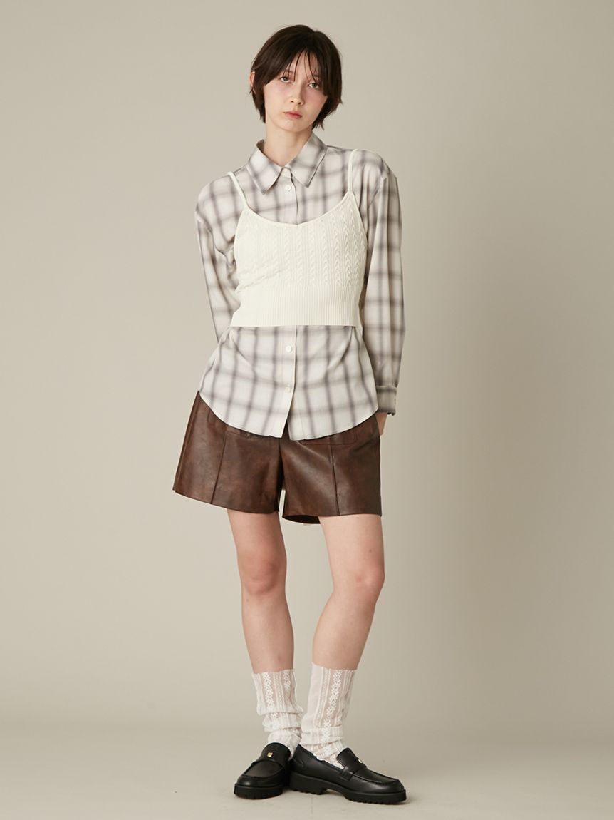 FURFUR「レザーライクショートパンツ」|デニム|