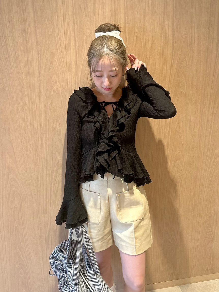 FURFUR「レザーライクショートパンツ」|デニム|