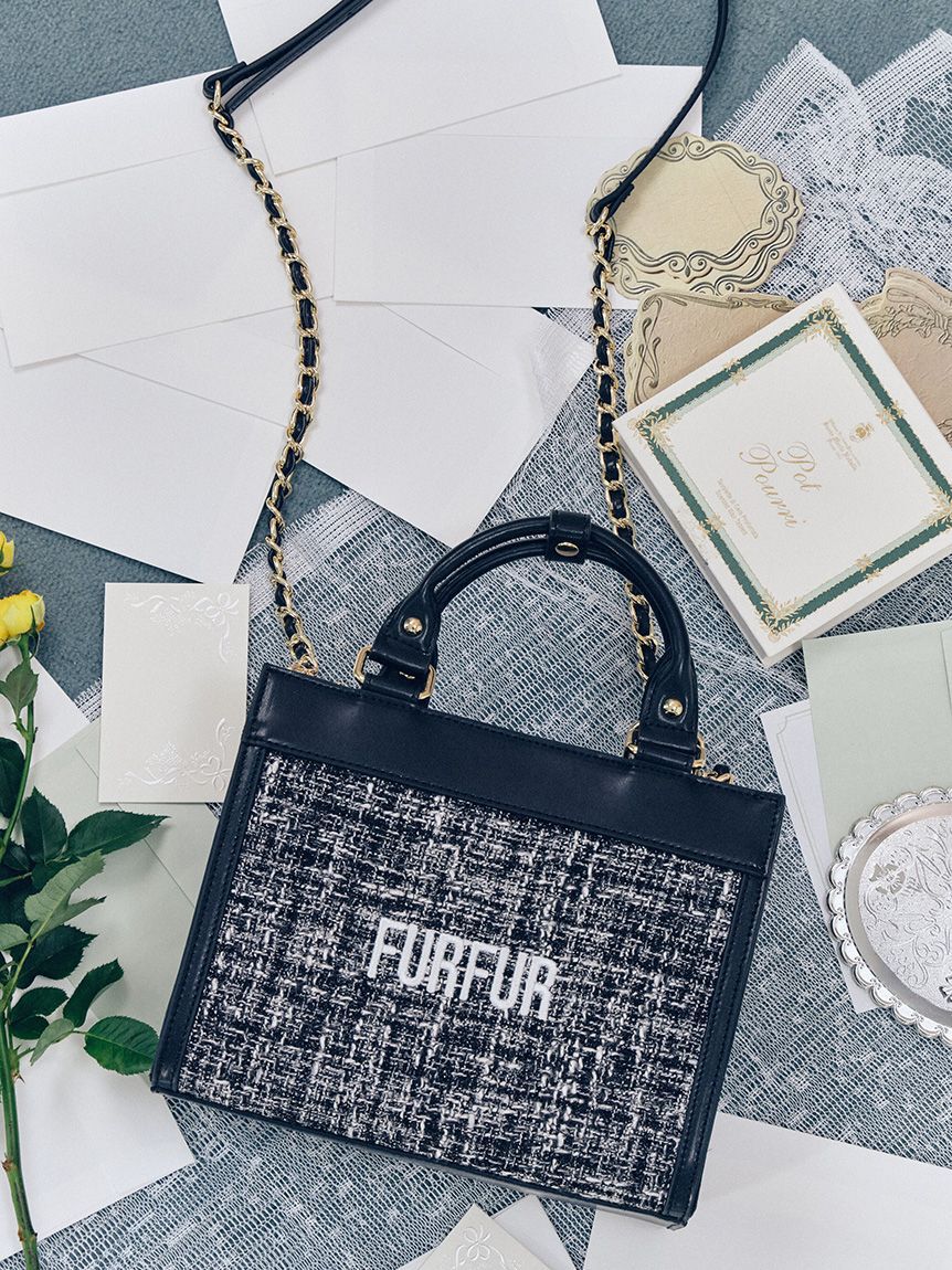FURFUR「【限定カラー】ツイードロゴトートバッグ」|トートバッグ|BLK