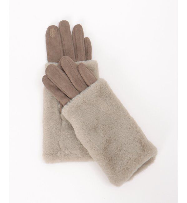 ikka「3WAYエコファー&フェイクスエードグローブ」|手袋|