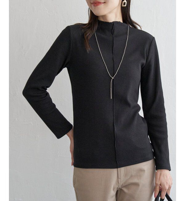 ikka「前後2WAY三角テレコプルオーバー」|Tシャツ・カットソー|ブラック