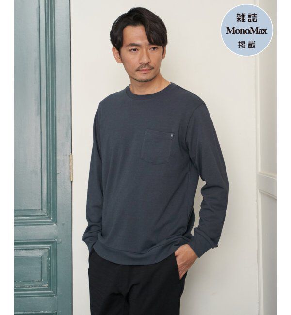 ikka「DRYダンボールWフェイストレロンT」|Tシャツ・カットソー|ネイビーブルー