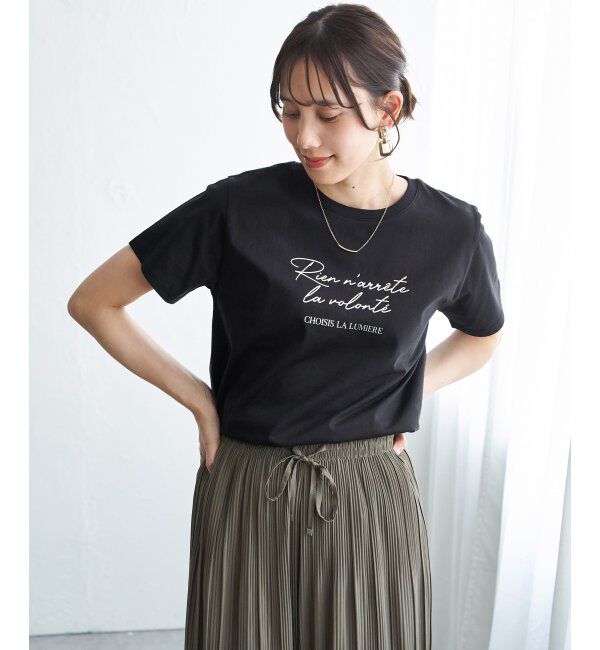 ikka「冷感ロゴフォトプリントTシャツ」|Tシャツ・カットソー|ブラック