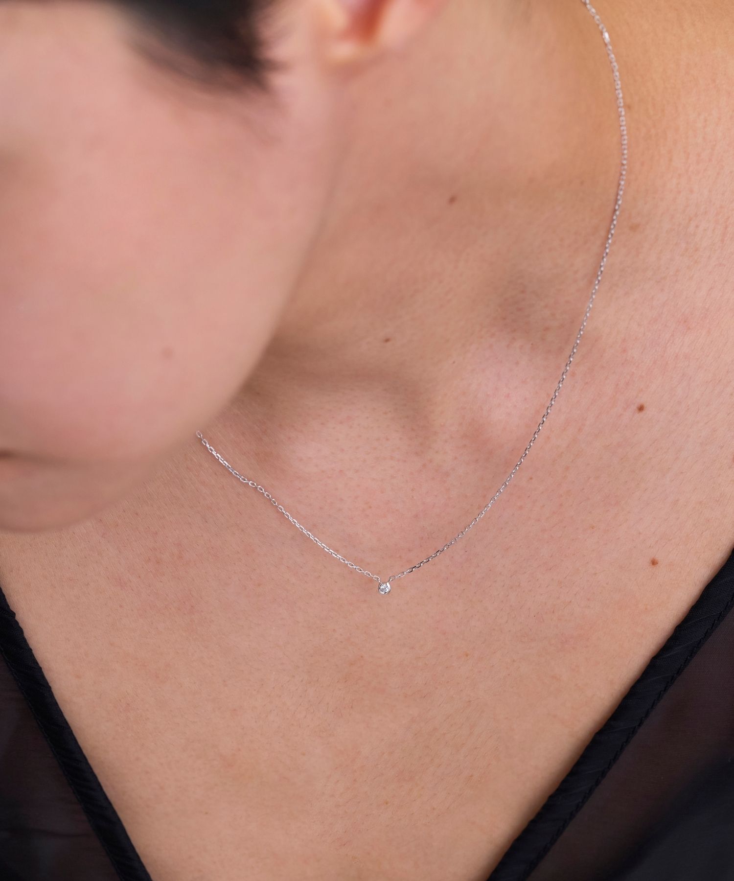 JUPITER「【SV】バテイダイヤモンドネックレス<全長約40+6cm>/金属アレルギー対応」|ネックレス|