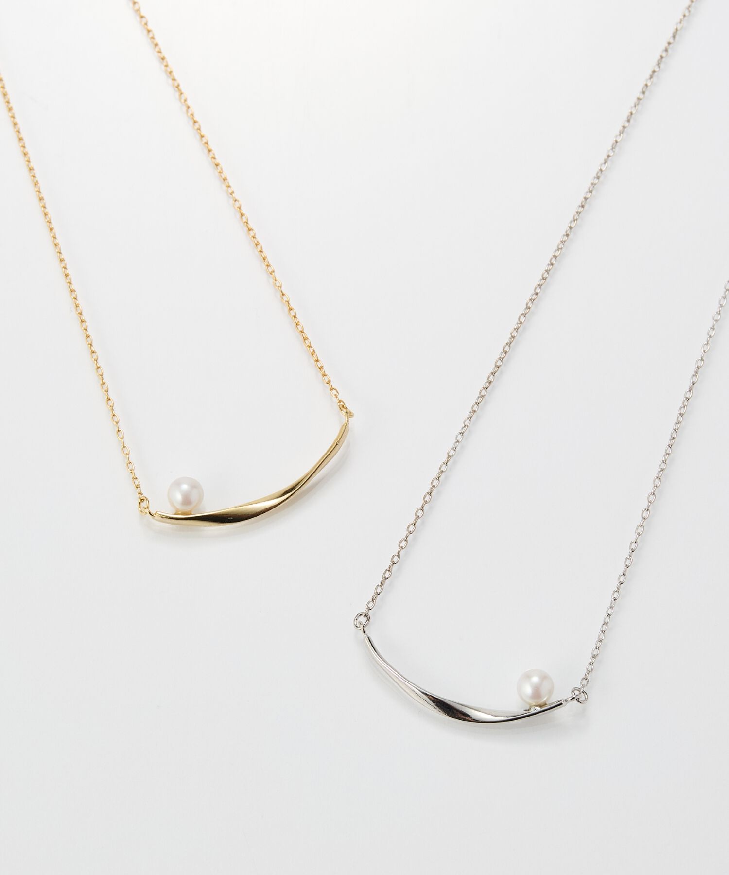 Phoebe「【金属アレルギー対応】スライヴパールネックレス　シルバー/全長:43～46cm/ニッケルフリー」|ネックレス|