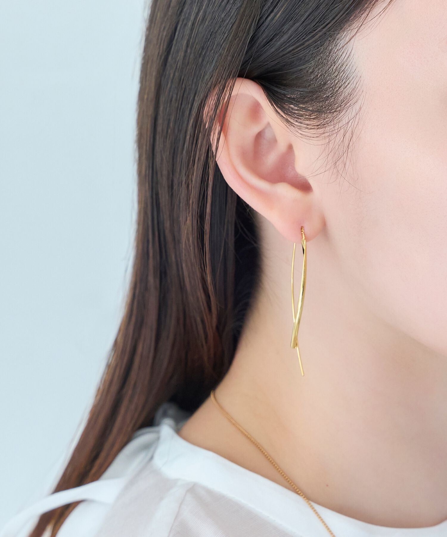 Phoebe「【金属アレルギー対応】ツインカーブアメリカンピアス　ゴールド/ニッケルフリー」|ピアス|