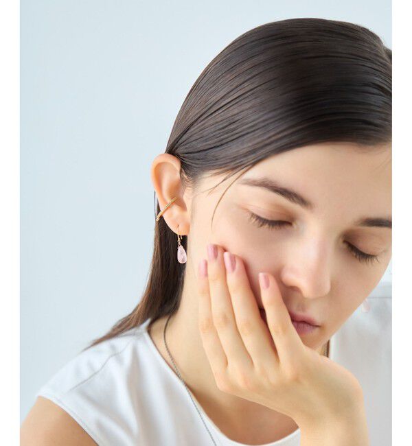 ete「[スウィングドロップ] K10 ナチュラルストーン ピアス」|ピアス|