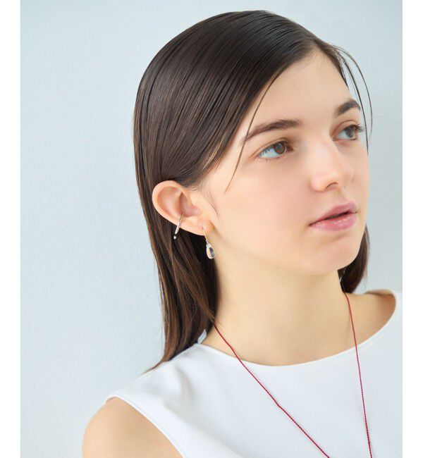 ete「[スウィングドロップ] K10 ナチュラルストーン ピアス」|ピアス|