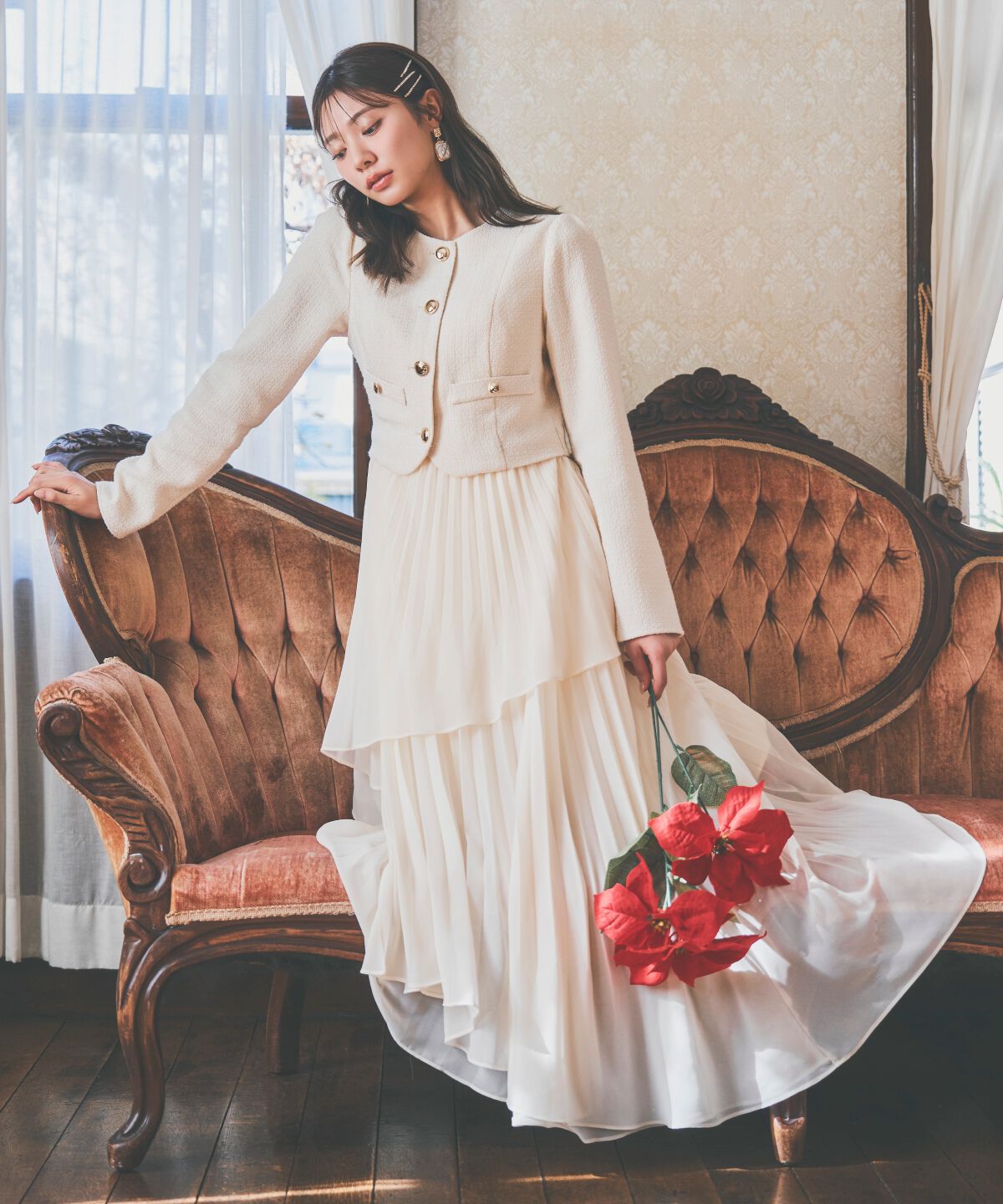 アンドクチュール「ツイードジャケットドッキングワンピース」|ワンピース|