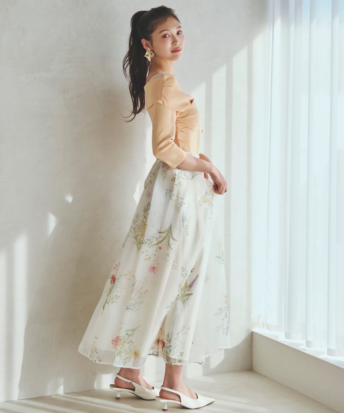 アンドクチュール「7分袖クロスネックニットプルオーバー」|ニット・セーター|