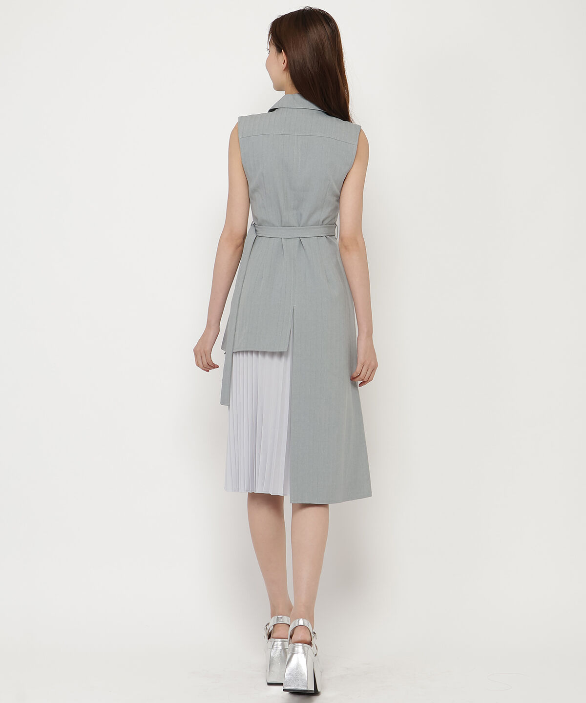 REDYAZEL「ノースリーブサイドプリーツワンピース」|ワンピース|